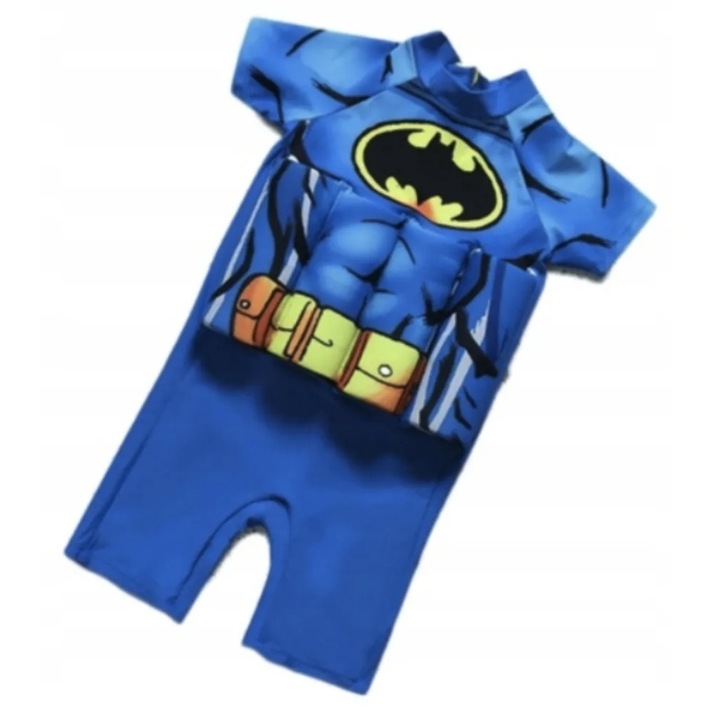 Costum de baie, Batman, S, 80-86 cm, UV, cu vesta de salvare, Multicolor, 1 bucata, Nylon, pentru baieti, 12-18 luni
