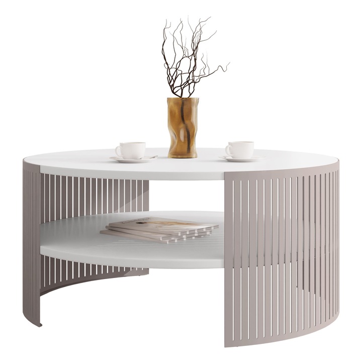 Masuta pentru cafea Zinzit Casmir, MIRJAN 24, casmir / alb arctic, 75x75x40 cm