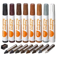Set Premium Reparare Mobilier MONDESA®, 8 Markere Corector Zgarieturi si 8 Creioane Cerate pentru Mobilier, Parchet, Usi si Scari din Lemn,17 Piese de Culori + Ascutitoare