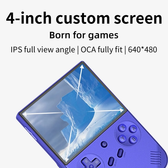 Consola portabila Anbernic RG40XX V, 64GB, Ecran 4 Inch IPS, 6000+ jocuri, Albastru Indigo