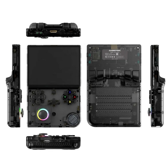 Consola portabila Anbernic RG40XX V, 64GB, Ecran 4 Inch IPS, 6000+ jocuri, Negru Transparent