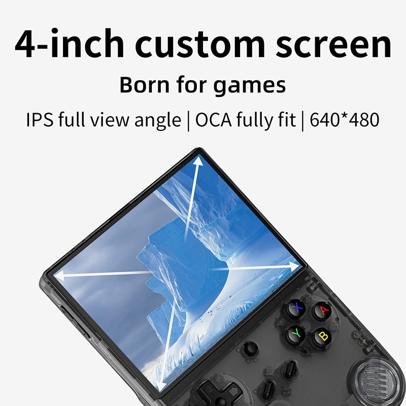 Consola portabila Anbernic RG40XX V, 64GB, Ecran 4 Inch IPS, 6000+ jocuri, Negru Transparent