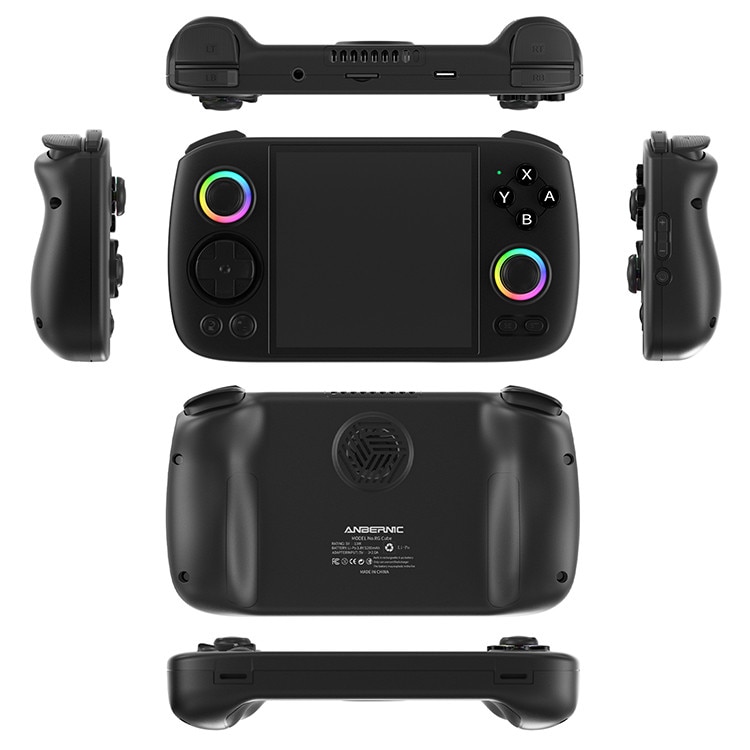 Consola portabila Anbernic RG Cube, Ecran 3.95 inch IPS, Android 13, 8GB Ram, 128GB, 5000 Jocuri, Negru