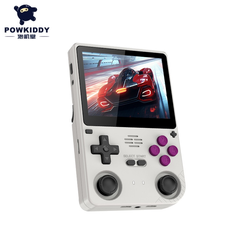 Consola portabila de jocuri Powkiddy V20, 3.5 Inch IPS, 64GB, 10 emulatoare, dual analog, 5000mAh, 10.000 jocuri, Gri