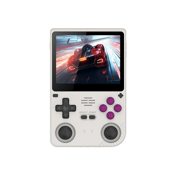 Consola portabila de jocuri Powkiddy V20, 3.5 Inch IPS, 64GB, 10 emulatoare, dual analog, 5000mAh, 10.000 jocuri, Gri