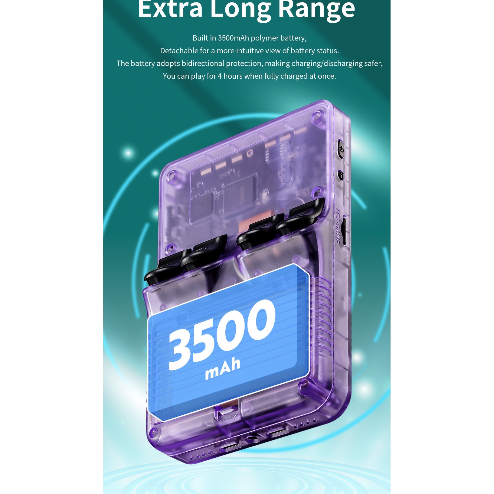 Consola portabila 10+ emulatoare R36S, 64GB, 10000+ jocuri, ArkOS 2.0, dual analog, Albastru Transparent