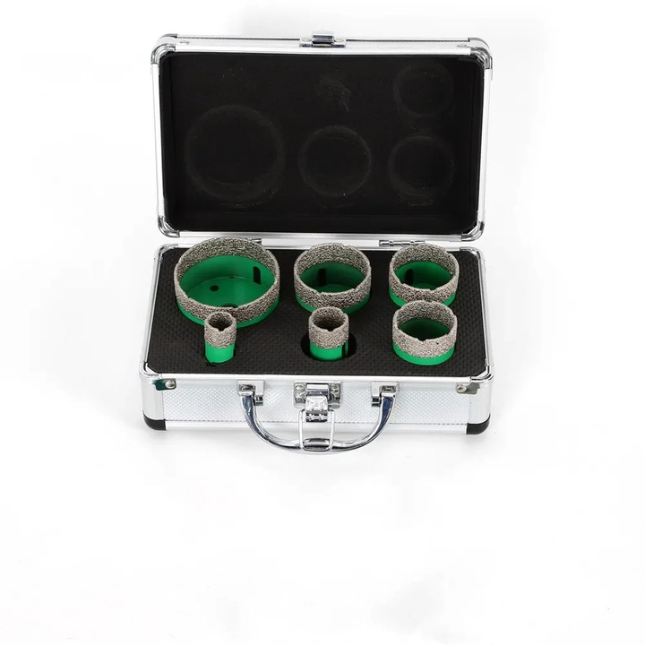 Gyémántfúrókészlet, 6 részes, M14 menet, 20-68 mm, zöld