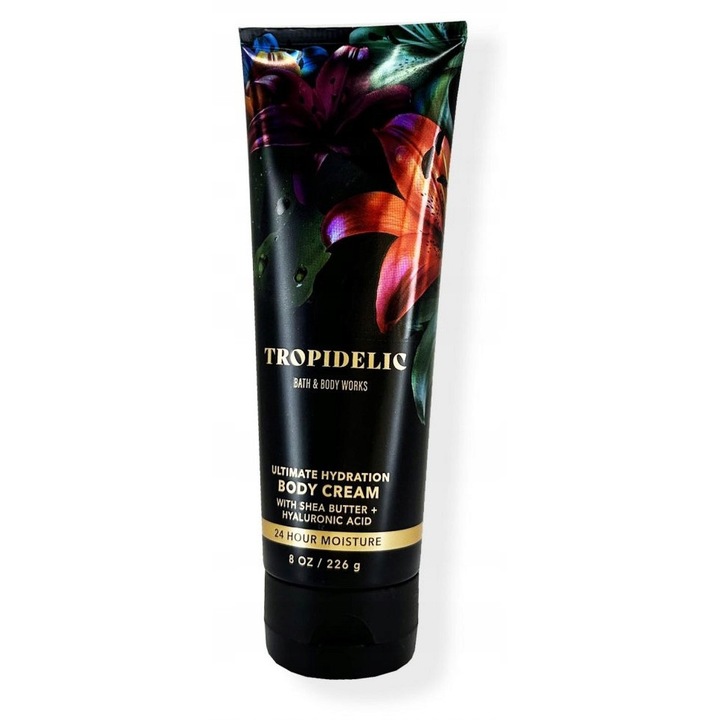 Testápoló krém, Bath & Body Works, Tropidelic, Nagy, 226 g, Hidratáló, Hosszantartó illat, Fekete, Tartalmaz shea vajat, aloe vera vajat, kakaóvajat