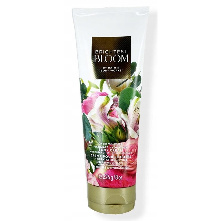 Testápoló krém, Bath & Body Works, Legfényesebb virágzás, Nagy, 226 g, Hidratáló, Hosszantartó illat, Színes, 1 darab, Anyag: shea vaj, kakaóvaj, aloe vaj, Normál bőrtípus