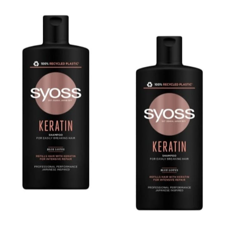 Пакет от 2 броя Шампоан за суха коса Syoss Keratin Hair Perfection, 440 мл
