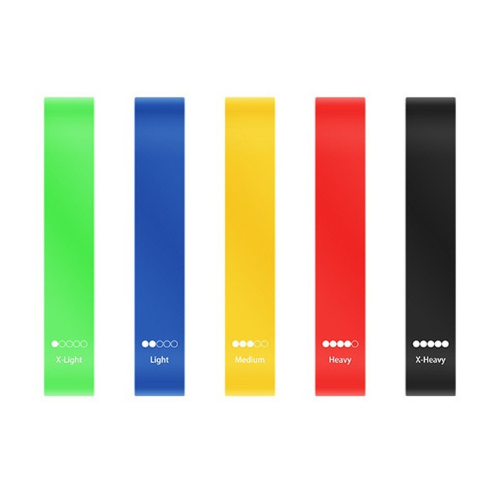 Set de 5 benzi elastice VANTHFIR, intensitate dificila, fitness, yoga, pilates, gimnastica restaurativa, reabilitare, fizioterapie, 5 tipuri de rezistenta, Multicolor