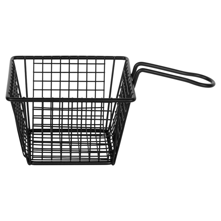 Cos pentru servire cartofi prajiti, Artemis, metal, 22x13x9cm, negru