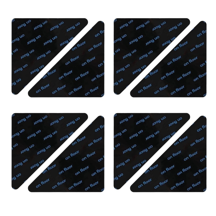 Benzi Antiderapante Auto-Adezive Stong Grip, MONDESA®, Fixare Perfecta Non-Alunecare pentru Covoare, Covorase, Presuri pe Gresie, Parchet, Marmura si Lemn, Reutilizabile, Invizibile, Durabile, Set 8