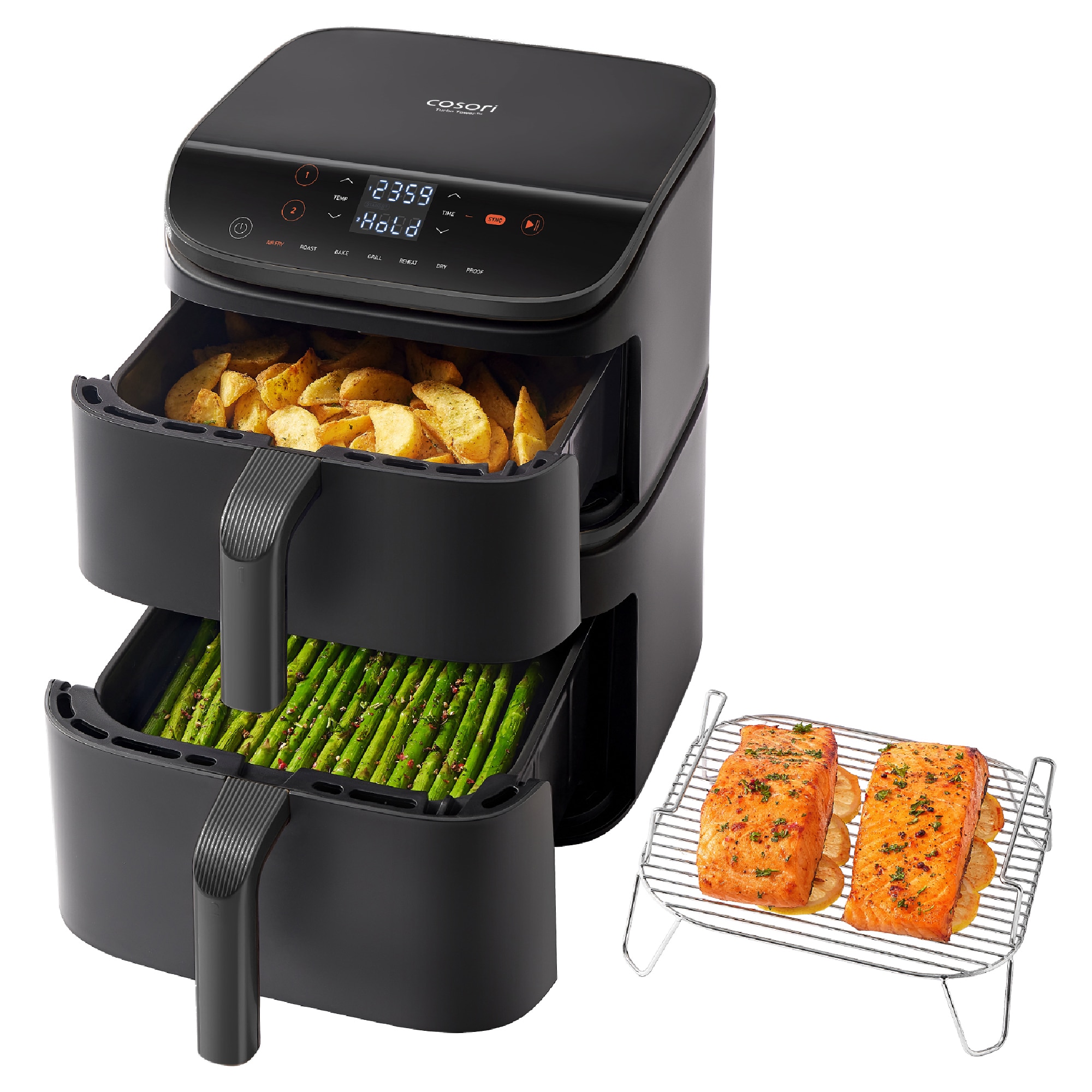 Friteuza cu aer cald COSORI Turbo Tower de 10.8 litri, 2630 W, 7
