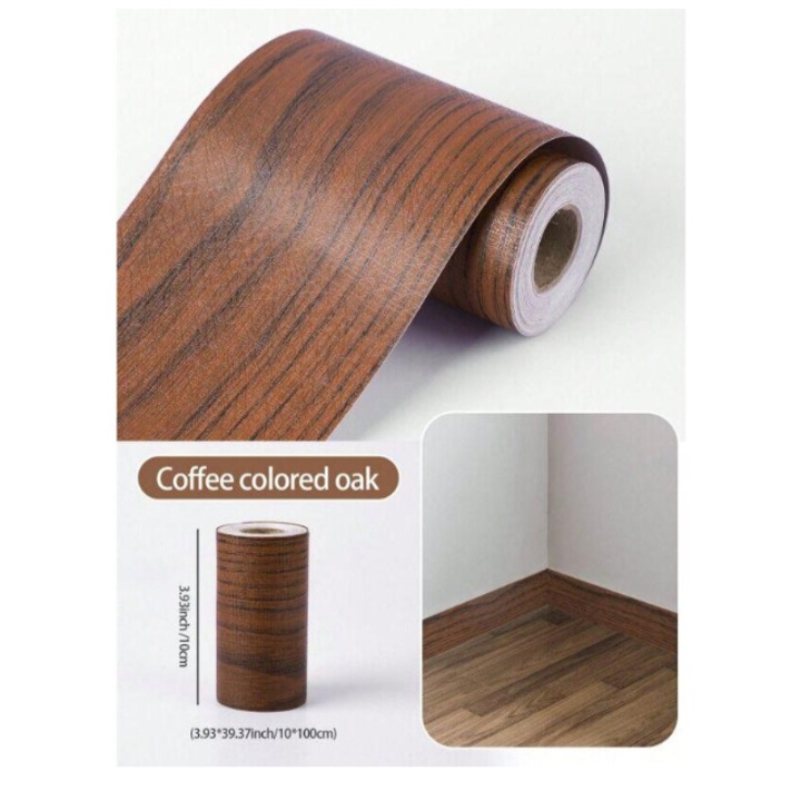 Folie tip Plinta autoadeziva pentru usa, perete, scari, pardoseala, culoare maro, impermeabila, 10 cm x 10 metri, INELAG