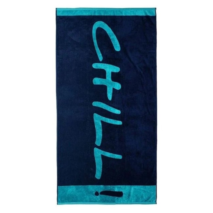 Prosop pentru Plaja, cu Mesaj "Chill", 180x100cm, Albastru