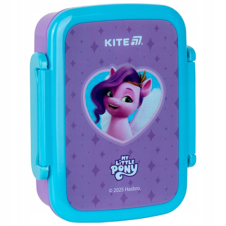 Snack box pentru copii Kite My Little Pony, mini caserola pentru fetita, fara BPA, cu compartimente, violet, 15х12х4,9 сm