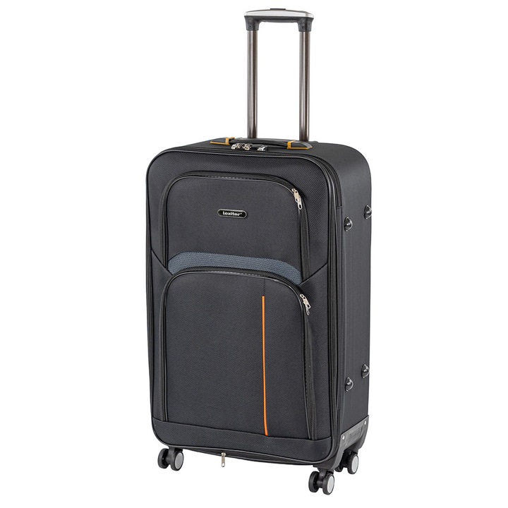 Leziter TraveLux light nagy bőrönd puha 76x50x29 cm fekete