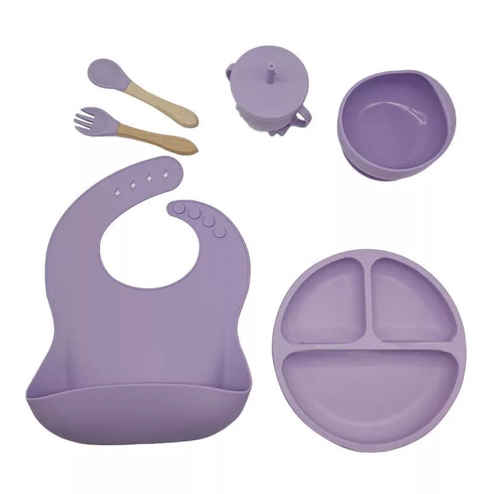 Set Hranire Bebelusi pentru Diversificare – Silicon Alimentar Fara BPA, Sigur si Ergonomic