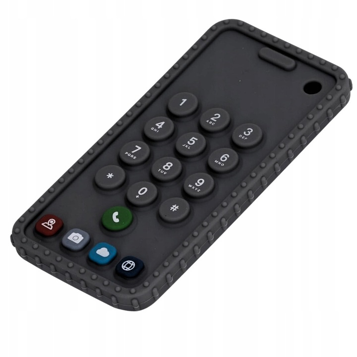 Rágójáték, okostelefon nélkül, 12x5, 8 cm, szilikon, rágójáték, fekete, a készlet tartalma: 1 darab, jellemzők: biztonságos, puha, segíti a fogzást