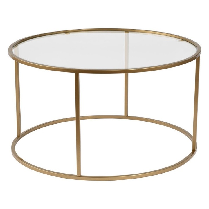 Холна маса MCX1922 Златиста, Прозрачна, 80x43x80 см