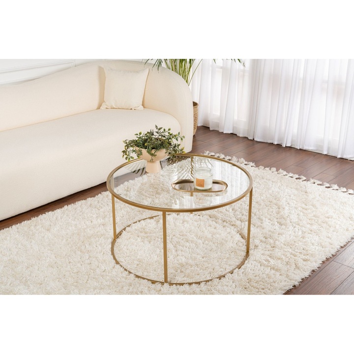 Masuta de Cafea MCX1922 Auriu, Transparent, 80x43x80 cm