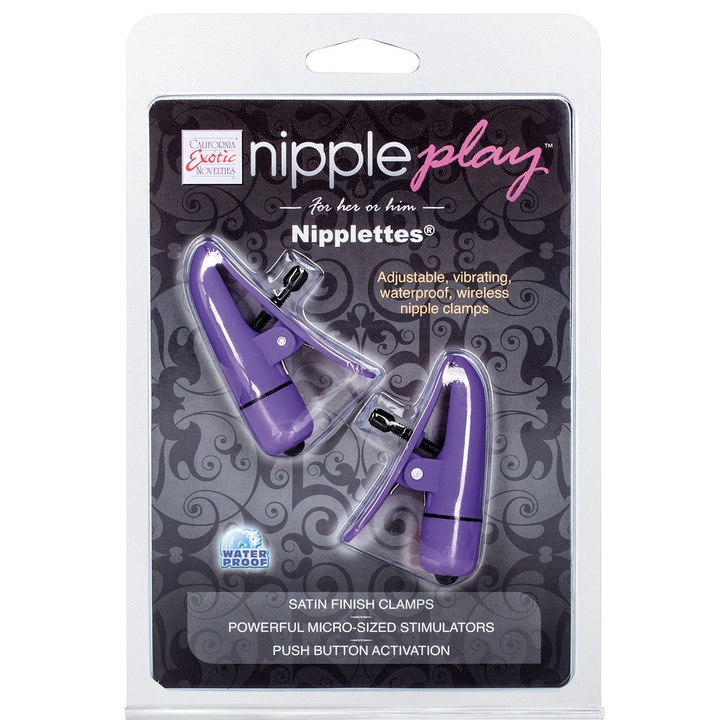 Комплект аксесоари CalExotics BDSM, вибриращи скоби, лилави