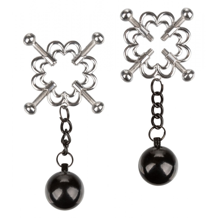 Комплект от 4 метални скоби за зърна, CalExotics, регулируемо налягане, тежести