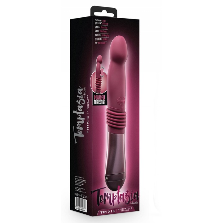 Дилдо Temptasia Trixie, 25.4 см, 3 скорости, водоустойчив, лилав