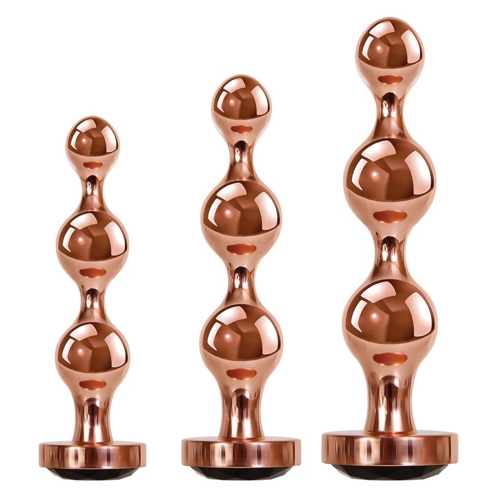 X nemű, 3 db-os anális dugó készlet, rozéarany, kicsi, közepes és nagy méretben