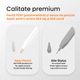 Stylus Pen Neez Pencil Pro®️ pentru tableta iPad Apple 2018–2026, Alternativa Apple Pencil, Pen iPad, Pix cu Palm Rejection, Tilt, Magnetic, Fast Charge USB-C (10 min) + Wireless Charge, Autonomie 11 ore, Fara Lag, Penite anti-zgarieturi, Bluetooth, Alb