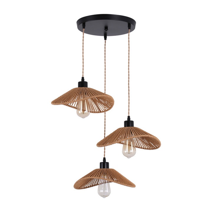 Лампа от ратан Garwarm, плетен дизайн, регулируема, 29 см, кафява/черна