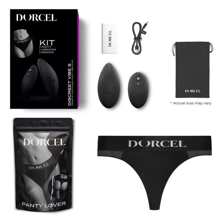 Вибратор Dorcel, DISCREET VIBE XXL, С дистанционно управление, 10 настройки за вибрация, Черен, Комплект с прашки