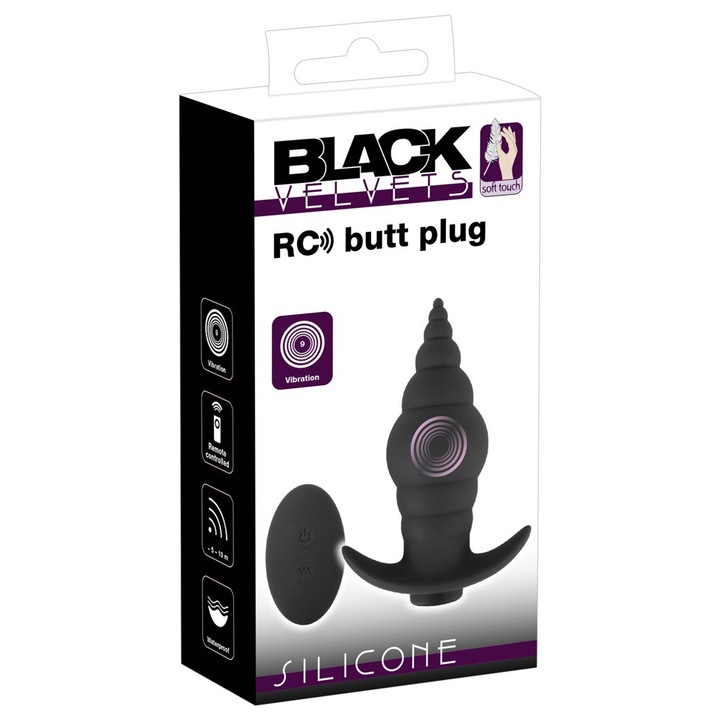 Black Velvets vibráló anális dugó, 9 rezgési mód, vízálló, távirányítóval, fekete