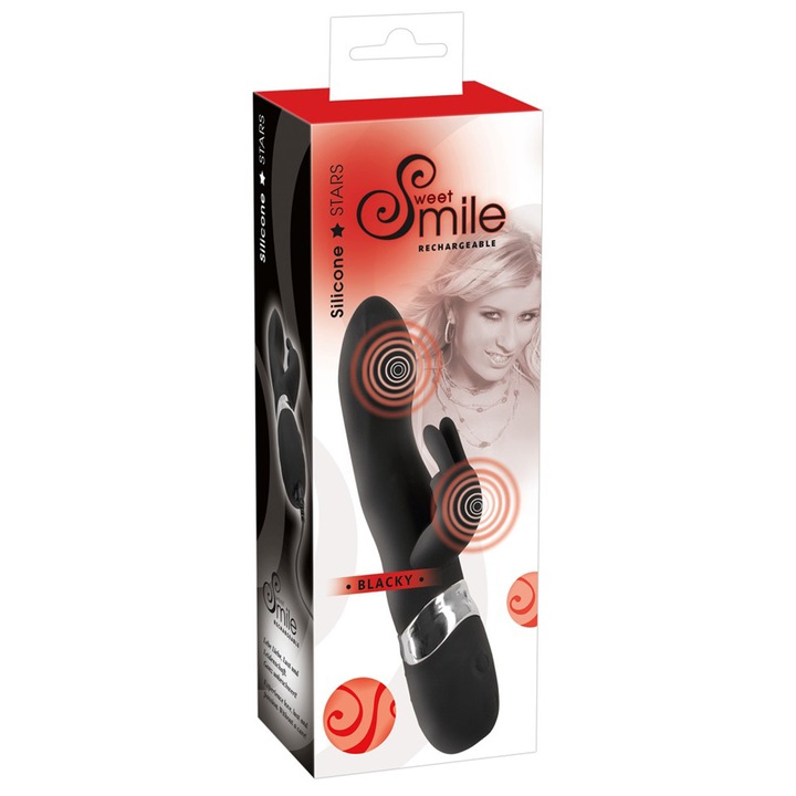 Nyúlvibrátor, Sweet Smile, 2 motor, 7 rezgési mód, 21x3-3,6 cm, szilikon/ABS