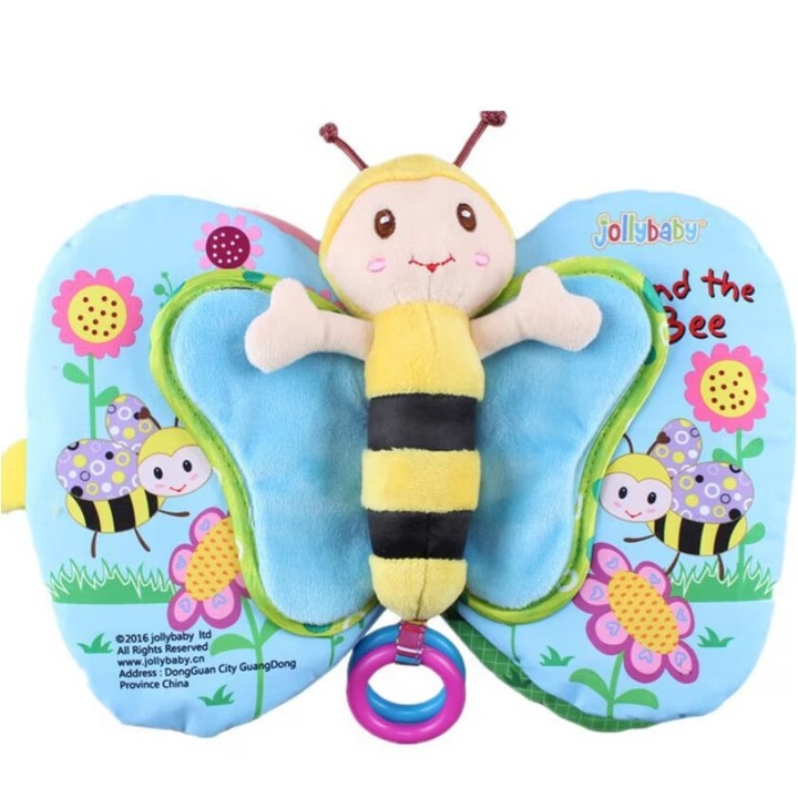 Carte senzoriala pentru bebelusi din material textil moale, Find the bee, tridimensionala, educativa, jucarie interactiva copii