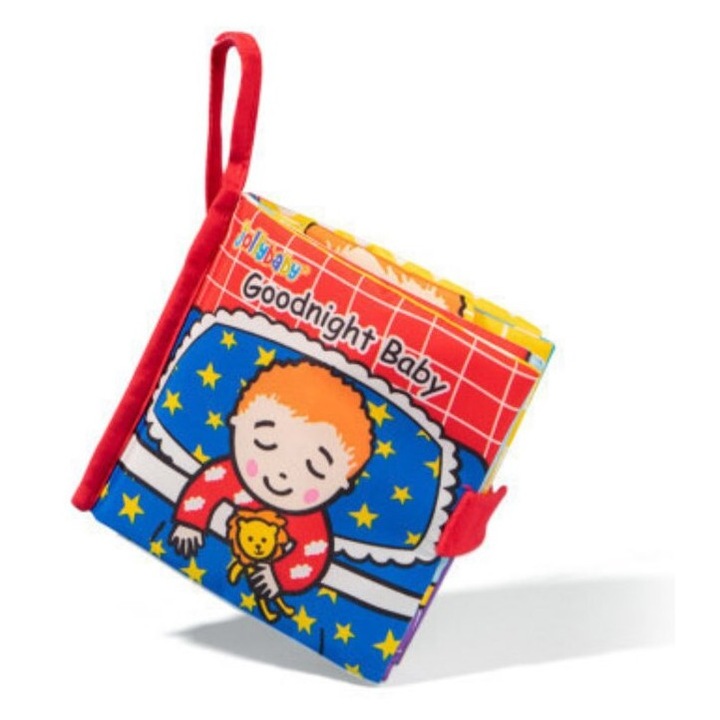 Carte senzoriala pentru bebelusi din material textil moale, Goodnight baby, tridimensionala, educativa, jucarie interactiva copii