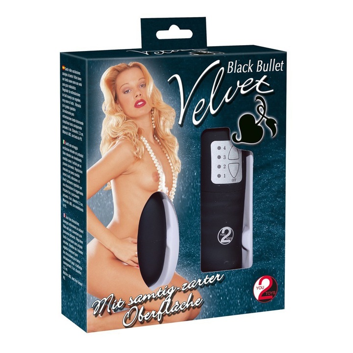 You2Toys bársony vibrátor, 6x2,5 cm, fekete, 4 sebességfokozat