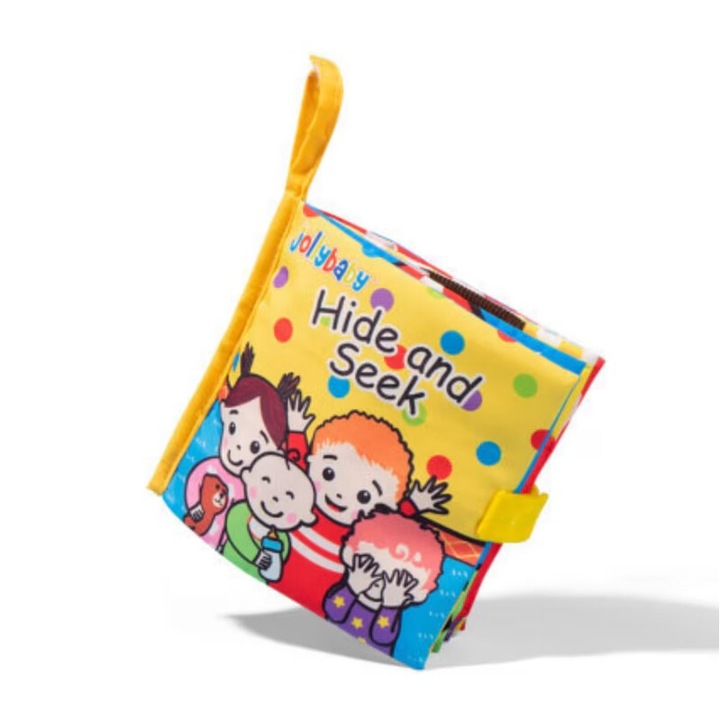 Carte senzoriala pentru bebelusi din material textil moale, Hide and seek, tridimensionala, educativa, jucarie interactiva copii
