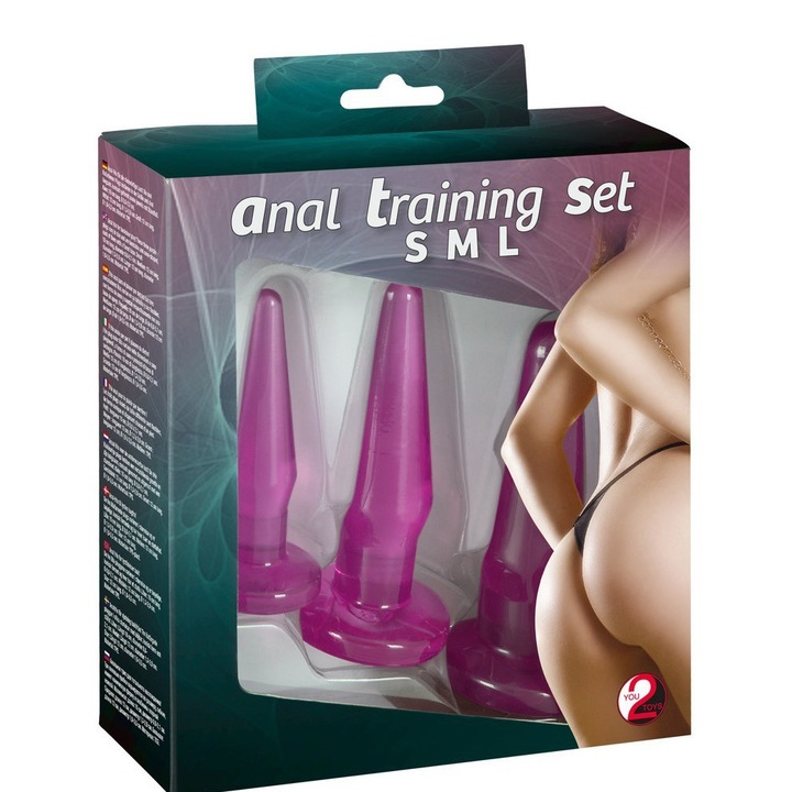 You2Toys anális dugó készlet, 3 darabos, lila, 10x2.1cm/12x2.9cm/12x3.5cm