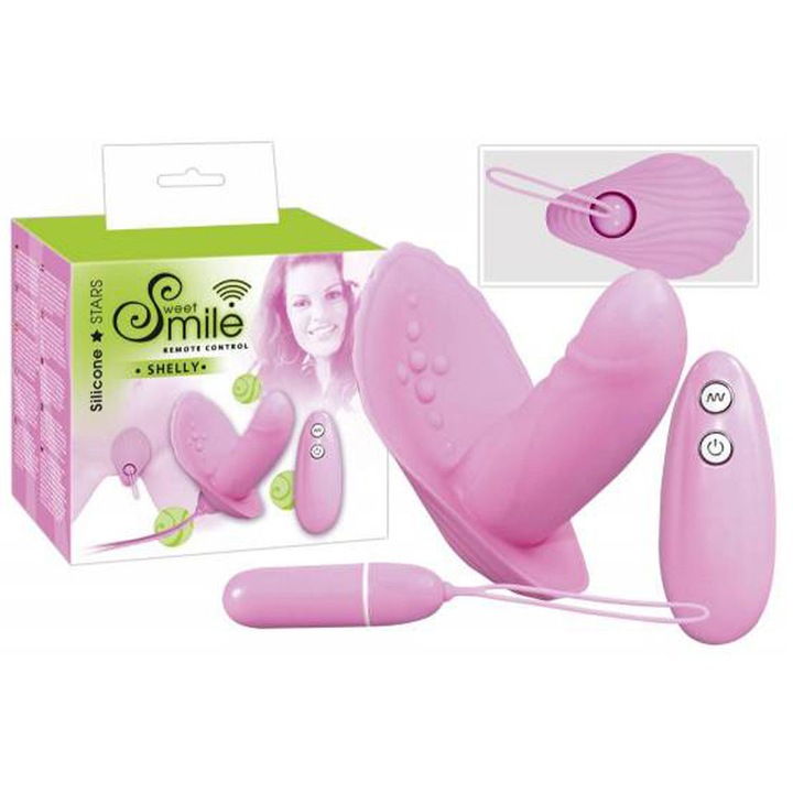 RC Panty Sweet Smile vibrátor, 7 rezgési mód, szilikon, 6x10cm, 8cm péniszhossz, elemkészlettel