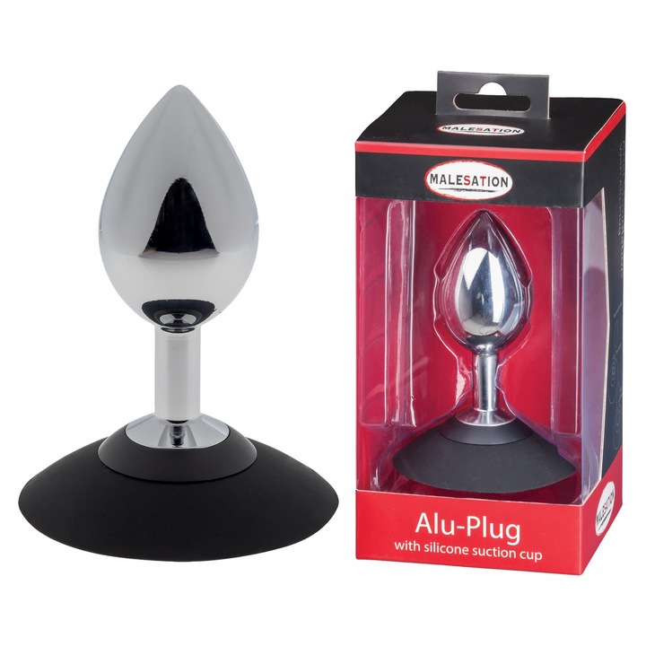 Anális dugó tapadókoronggal, Malesation, alumínium, króm, nagy méret