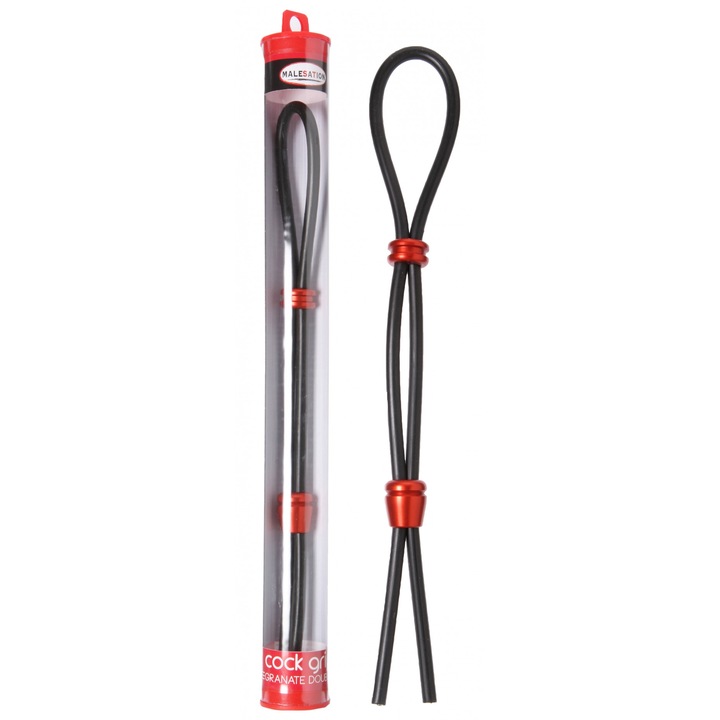 Inele penis, Malesation, Cock-Grip Double Red, 5mm, rosu, din NBR, rezistent la uleiuri si caldura