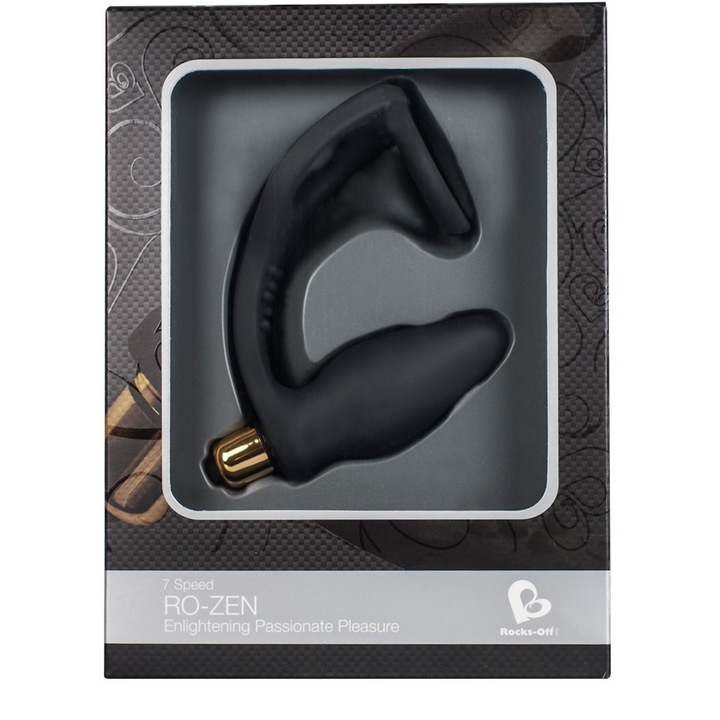 Anális vibrátor gyűrűvel, Rocks Off RO-ZEN, 7 rezgési mód, szilikon, 14x3,1-3,7 cm