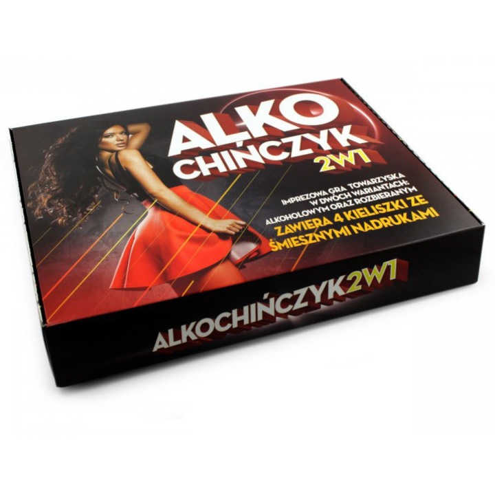 Set jocuri Alko Chinczyk 2 in 1, Propaganda, 4 pahare amuzante, tabla A3, 12 pioni