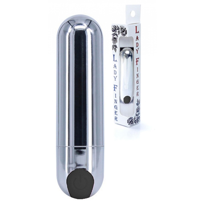 Вибратор Strong Bullet от серия B, 10 функции, водоустойчив, USB зареждане, сребрист/черен