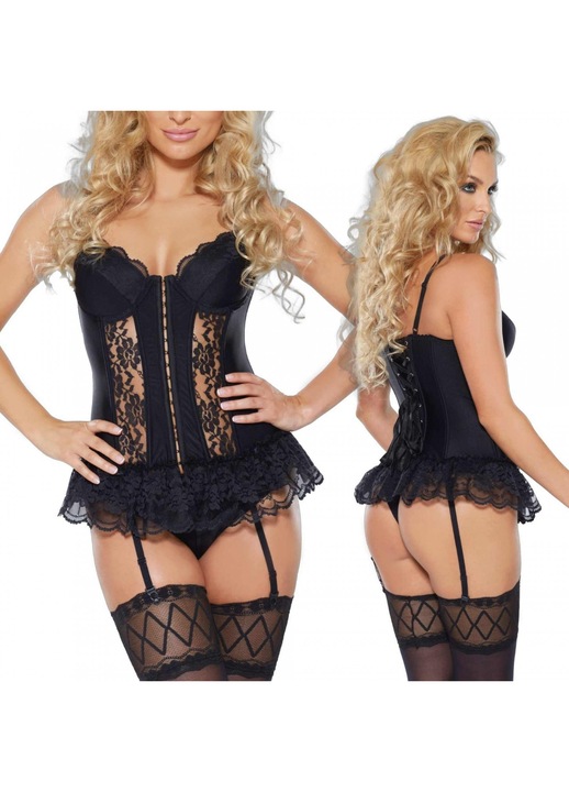 Szexi fehérnemű szett, Roxana, Fekete, Poliamid/Elasztán 6585, L INTL