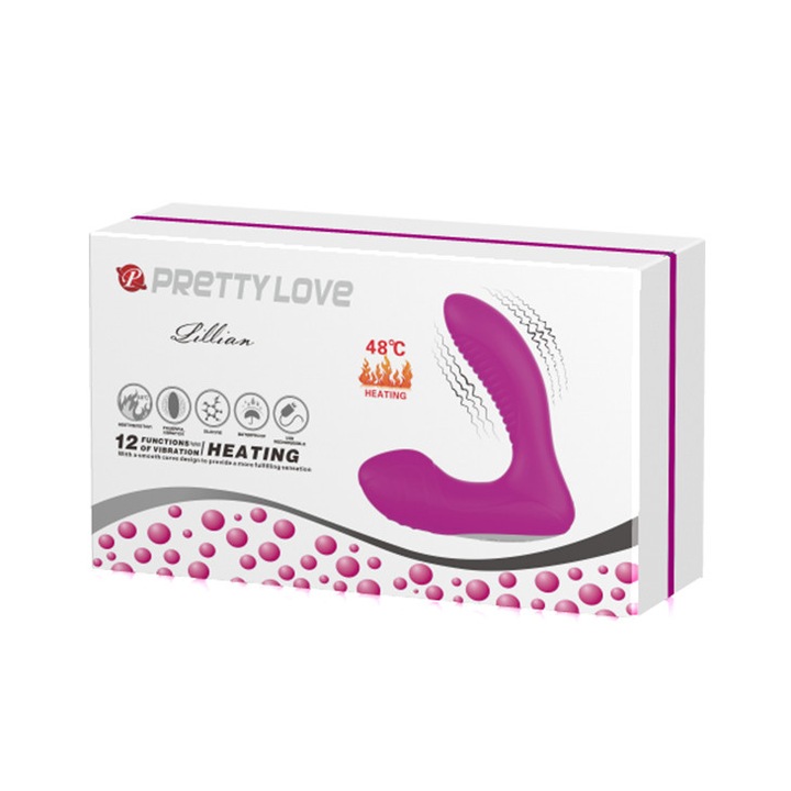 Двоен анален вибратор, Pretty Love, 12 функции, нагряване, водоустойчив, 10x20см