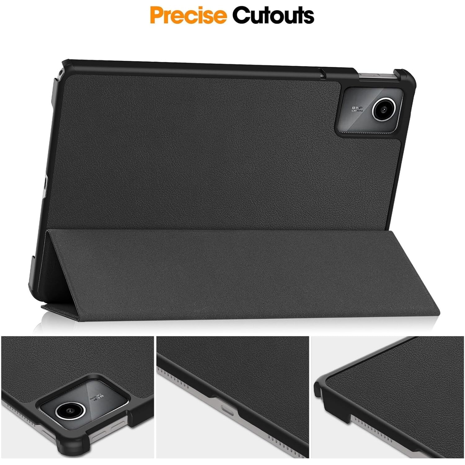 Husa pentru tableta Lenovo Tab M11, piele PU, Folio Slim Stand Tri-Fold Hard Case protejeaza tableta, functie Sleep/Wake, negru