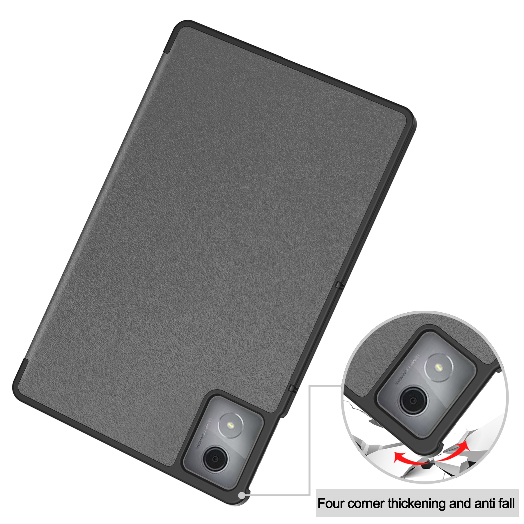 Husa pentru tableta Lenovo Tab M11, piele PU, Folio Slim Stand Tri-Fold Hard Case protejeaza tableta, functie Sleep/Wake, negru